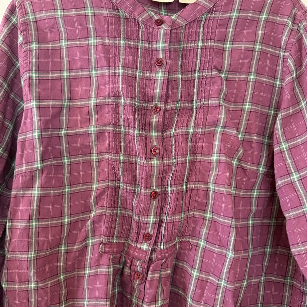 L.L. Bean Casual Plaid Shirt - Purple and Green - Picture 4 of 4